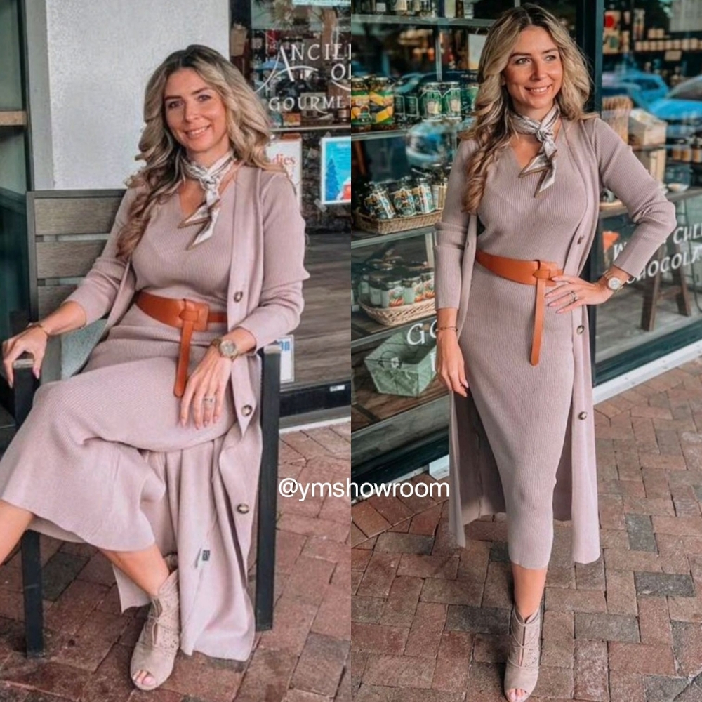 Ribbed Dress/ Cardigan Co-ord set - Picture 1 of 3